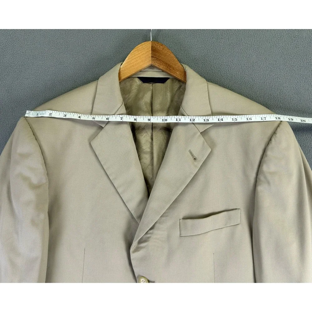 Burberry Blazer Jacket Mens 42‎ Long Beige Khaki Kensington Wool Luxury Business